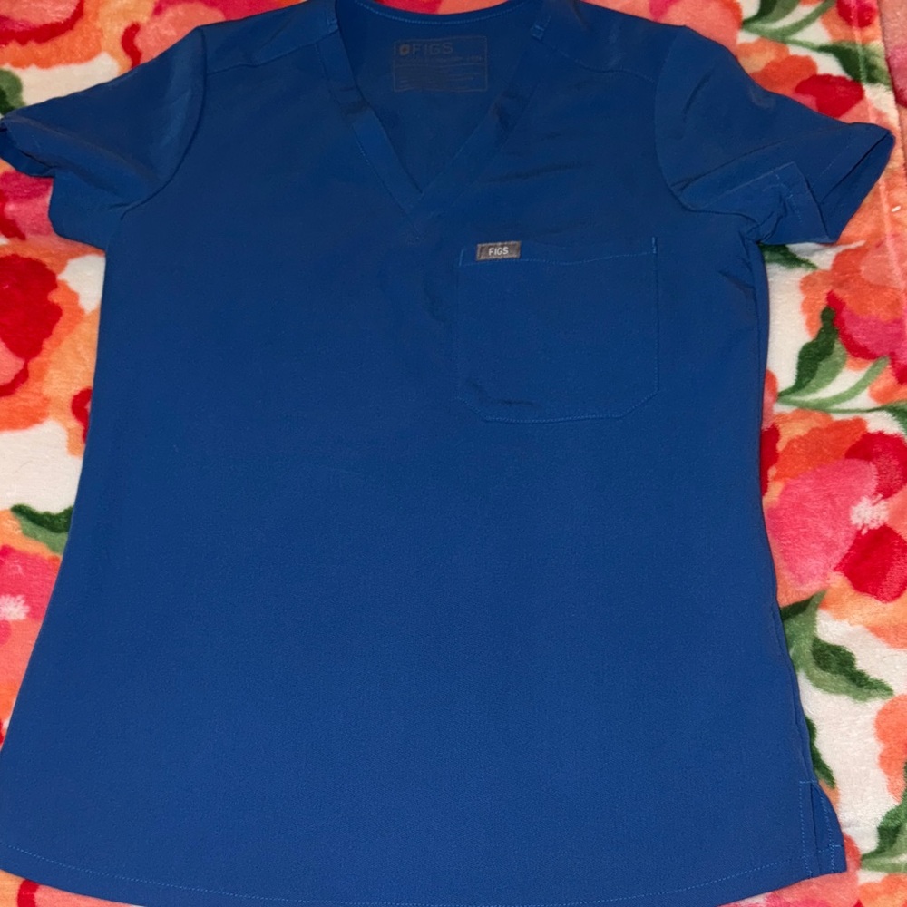 FIGS Catarina Royal Blue Short Sleeve Women's Top